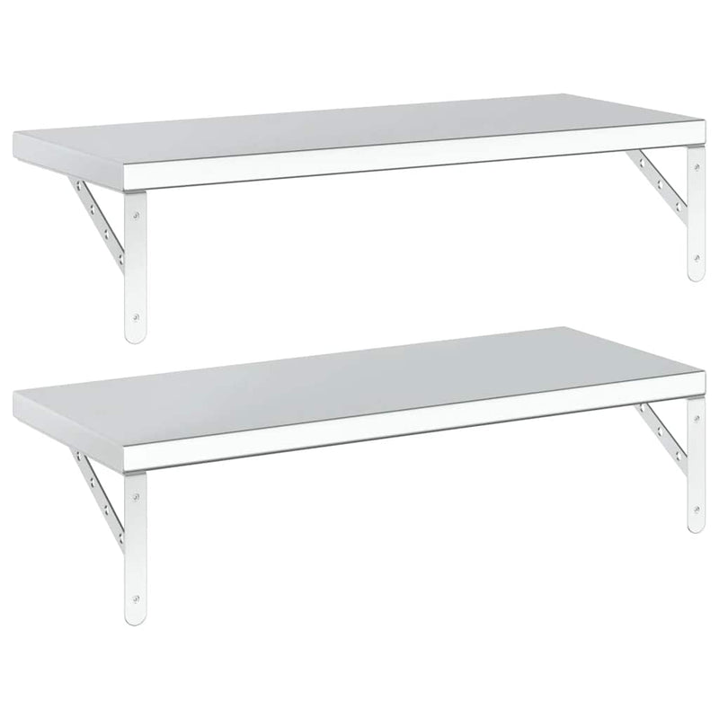 vidaXL 2 db ezüstszínű rozsdamentes acél fali polc 75 x 30 cm