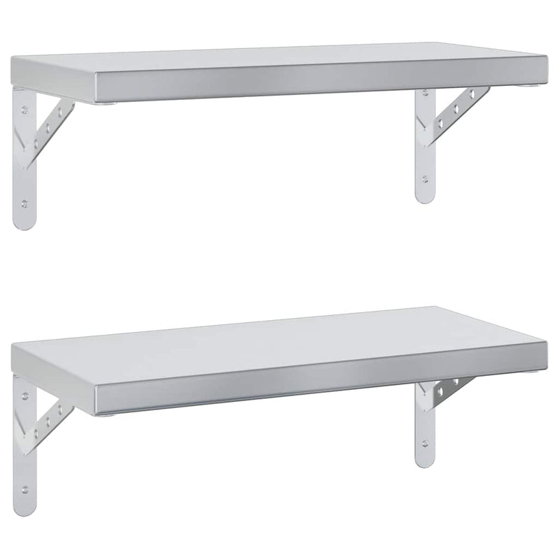 vidaXL 2 db ezüstszínű rozsdamentes acél fali polc 50 x 23,5 cm