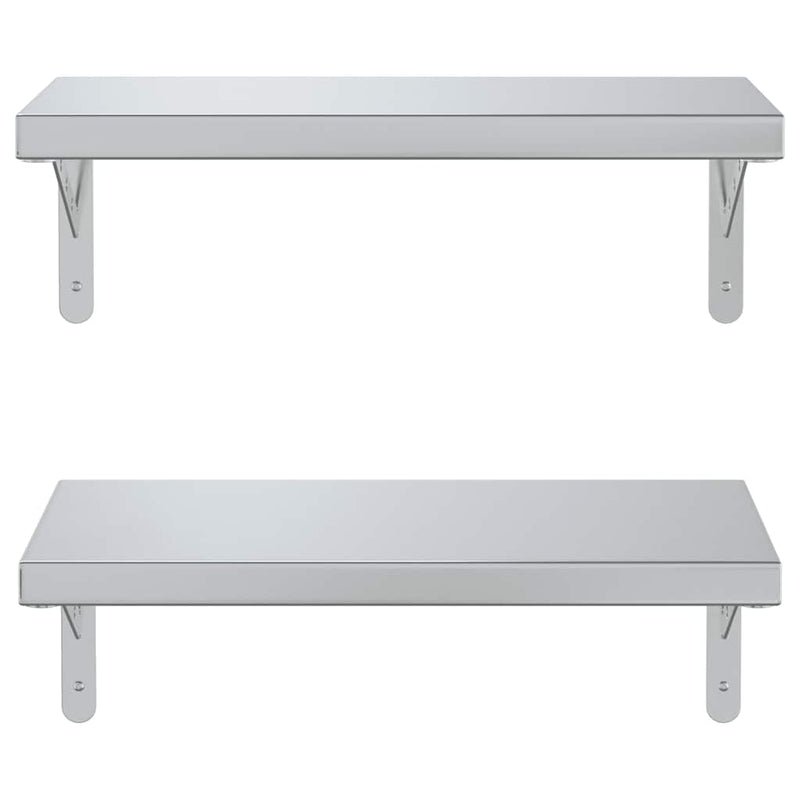vidaXL 2 db ezüstszínű rozsdamentes acél fali polc 50 x 23,5 cm
