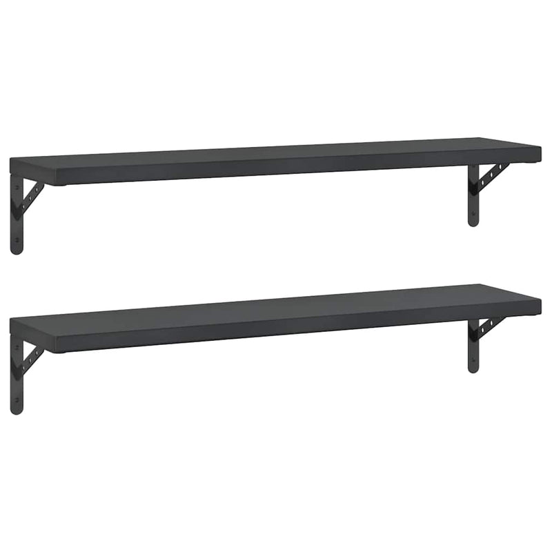 vidaXL 2 db fekete rozsdamentes acél fali polc 100 x 23,5 cm