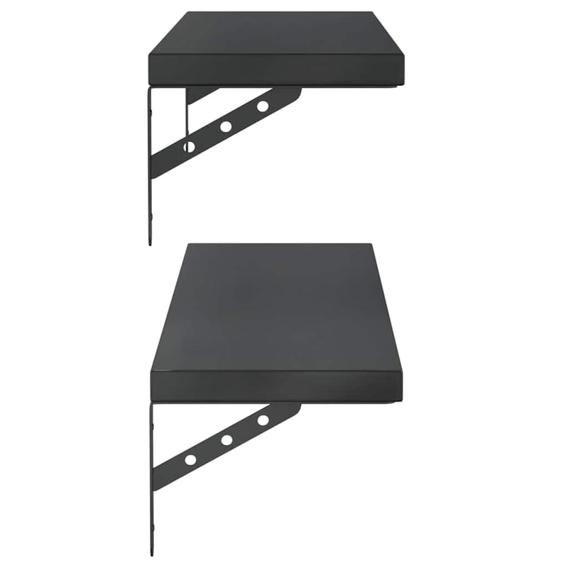 vidaXL 2 db fekete rozsdamentes acél fali polc 100 x 23,5 cm