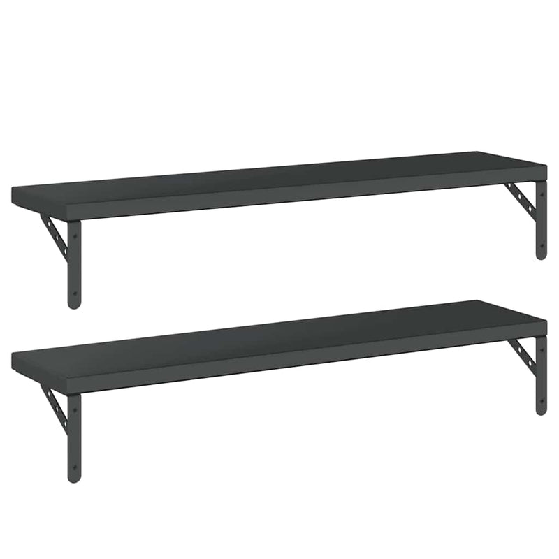 vidaXL 2 db fekete rozsdamentes acél fali polc 100 x 23,5 cm