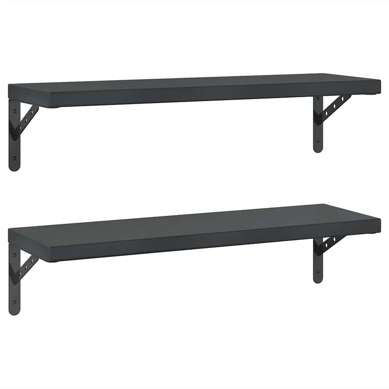 vidaXL 2 db fekete rozsdamentes acél fali polc 75 x 23,5 cm