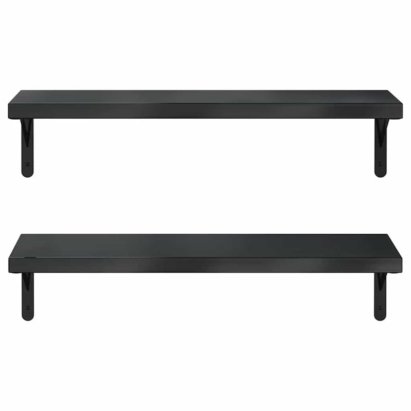 vidaXL 2 db fekete rozsdamentes acél fali polc 75 x 23,5 cm