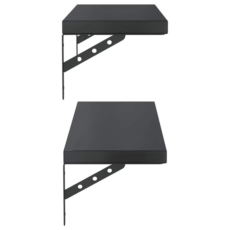 vidaXL 2 db fekete rozsdamentes acél fali polc 75 x 23,5 cm