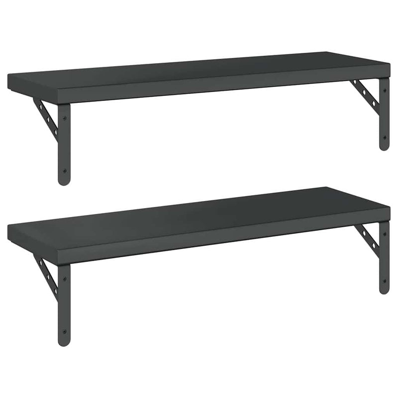 vidaXL 2 db fekete rozsdamentes acél fali polc 75 x 23,5 cm