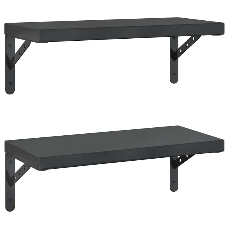 vidaXL 2 db fekete rozsdamentes acél fali polc 50 x 23,5 cm