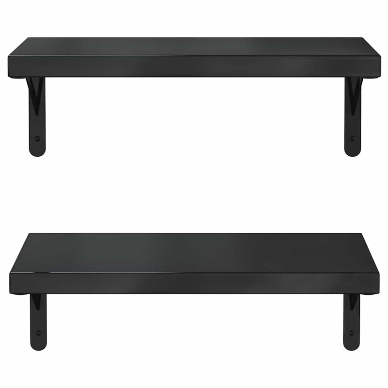 vidaXL 2 db fekete rozsdamentes acél fali polc 50 x 23,5 cm