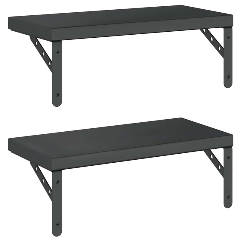 vidaXL 2 db fekete rozsdamentes acél fali polc 50 x 23,5 cm