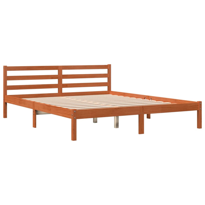 vidaXL viaszbarna tömör fenyőfa ágy matrac nélkül 160 x 200 cm