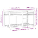 vidaXL viaszbarna tömör fenyőfa emeletes ágy 90x200 cm