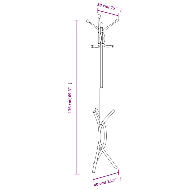 vidaXL fehér porszórt vas ruhafogas 176 cm