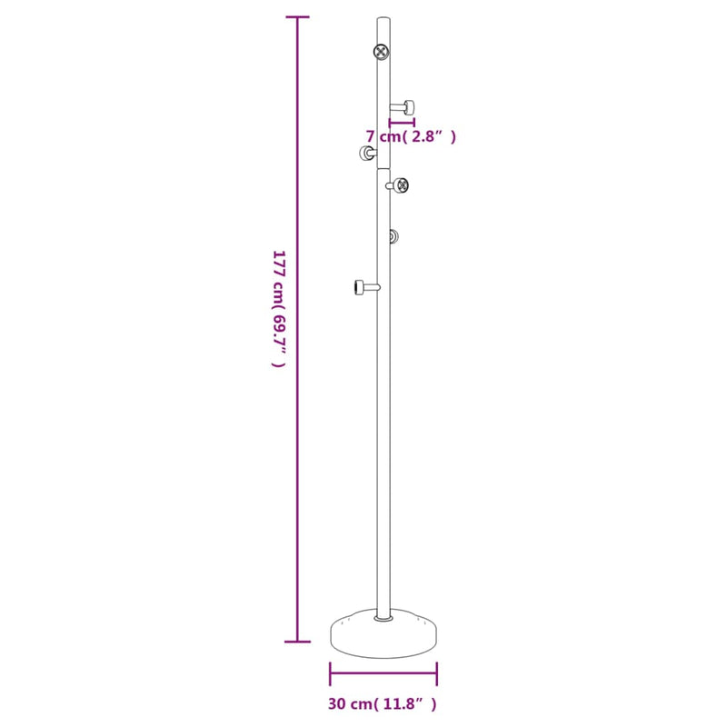 vidaXL fekete porszórt vas ruhafogas 177 cm