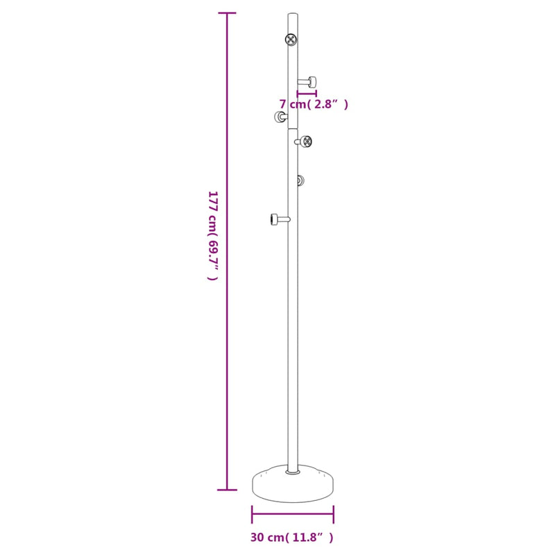 vidaXL fehér porszórt vas ruhafogas 177 cm