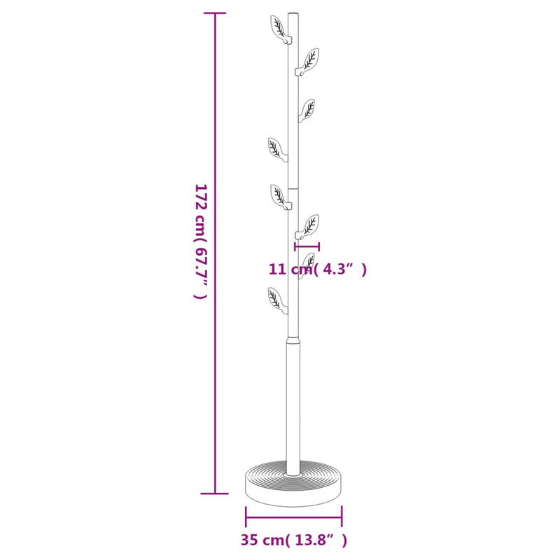 vidaXL fehér porszórt vas ruhafogas 172 cm