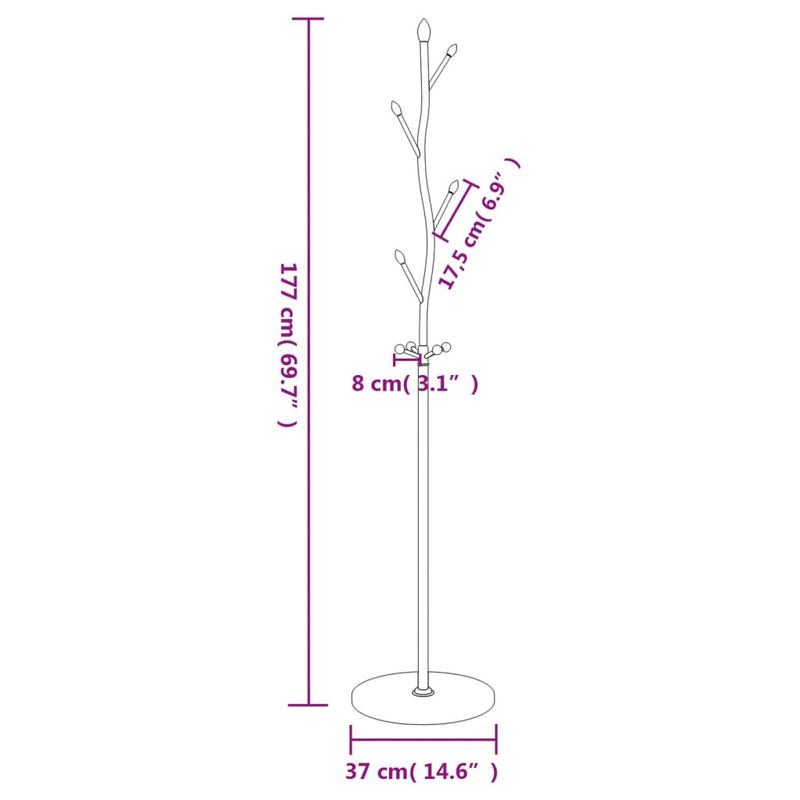 vidaXL fekete porszórt vas ruhafogas 177 cm