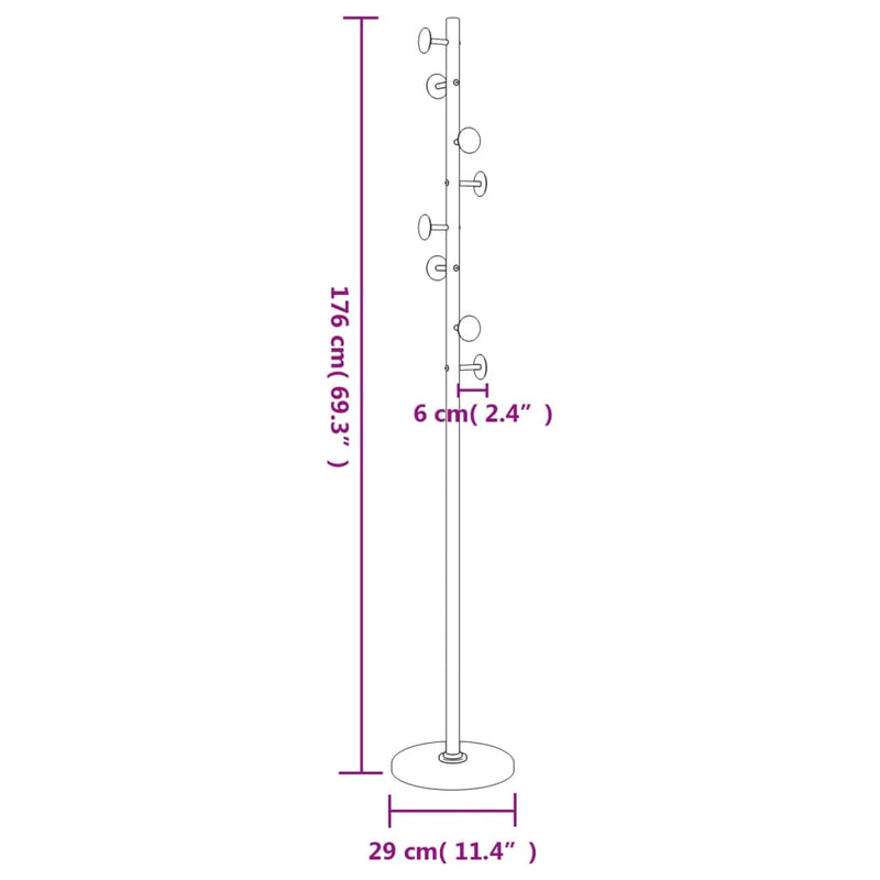 vidaXL fekete porszórt vas ruhafogas 176 cm