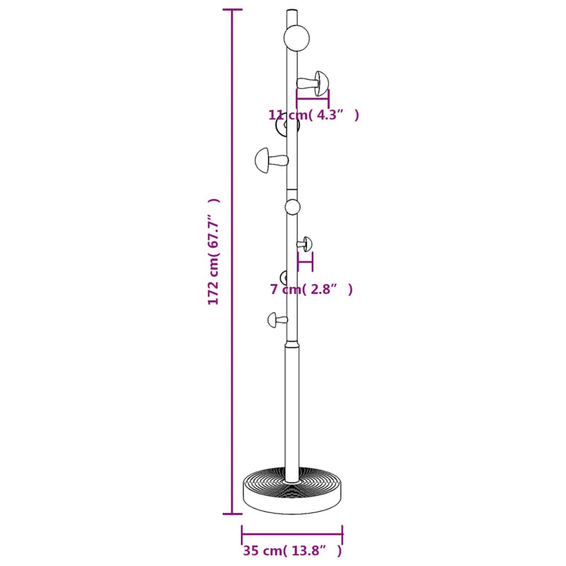 vidaXL fehér porszórt vas ruhafogas 172 cm