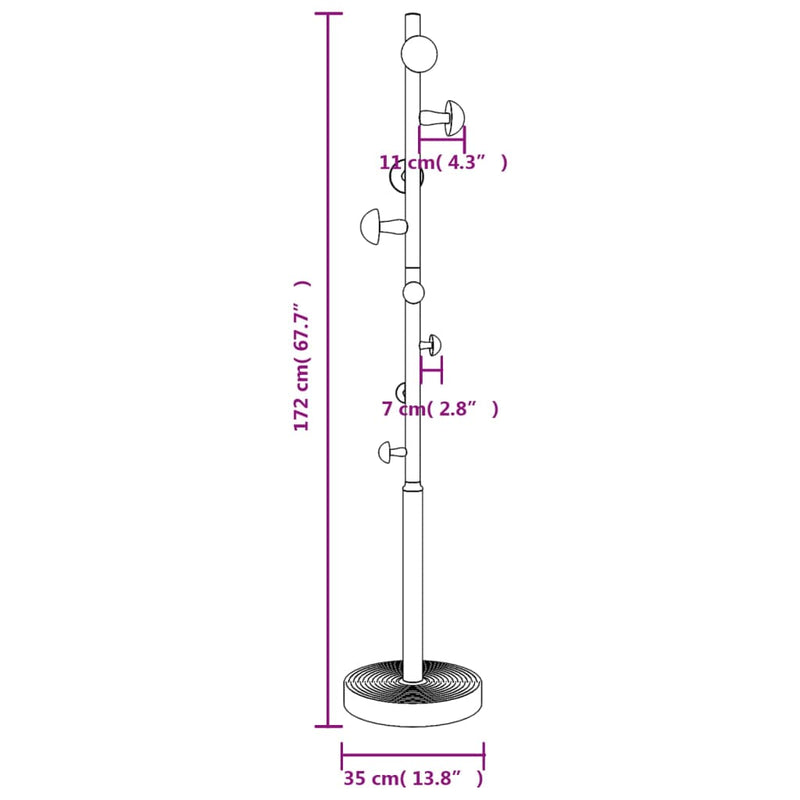 vidaXL rózsaszínű porszórt vas ruhafogas 172 cm