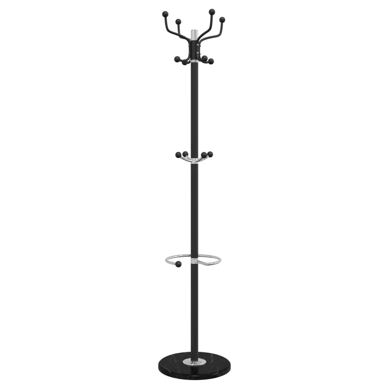 vidaXL fekete porszórt vas fogas esernyőtartóval 180 cm