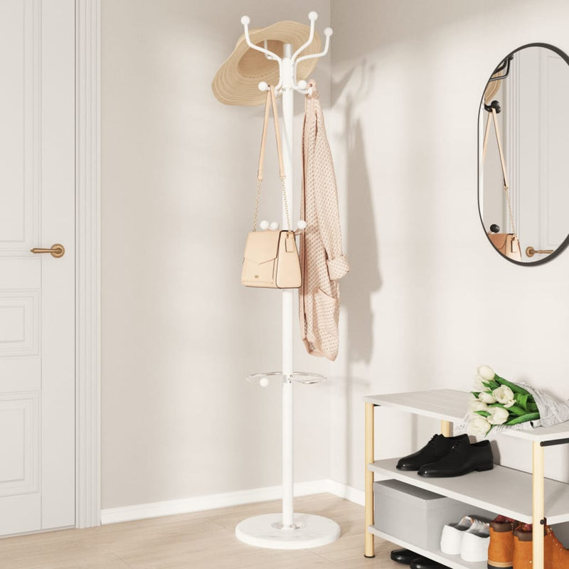 vidaXL fehér porszórt vas fogas esernyőtartóval 180 cm