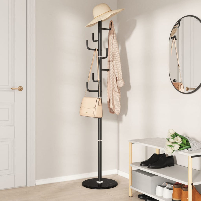 vidaXL fekete porszórt vas ruhafogas 183 cm