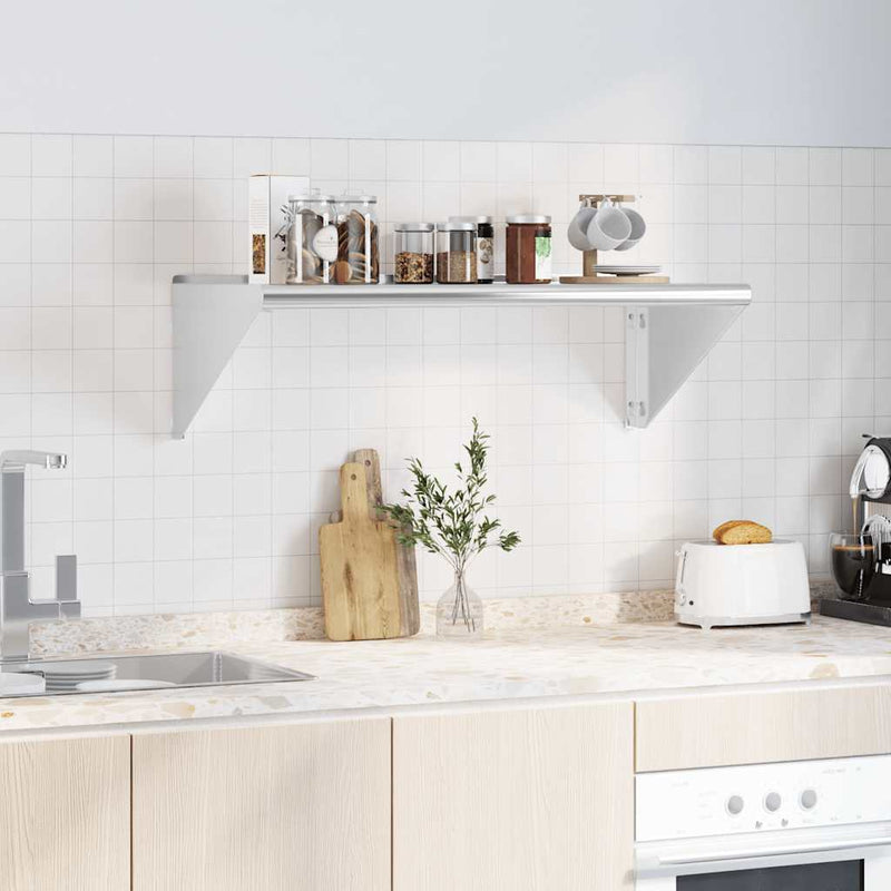 vidaXL ezüstszínű rozsdamentes acél falipolc 100 x 45 x 31 cm