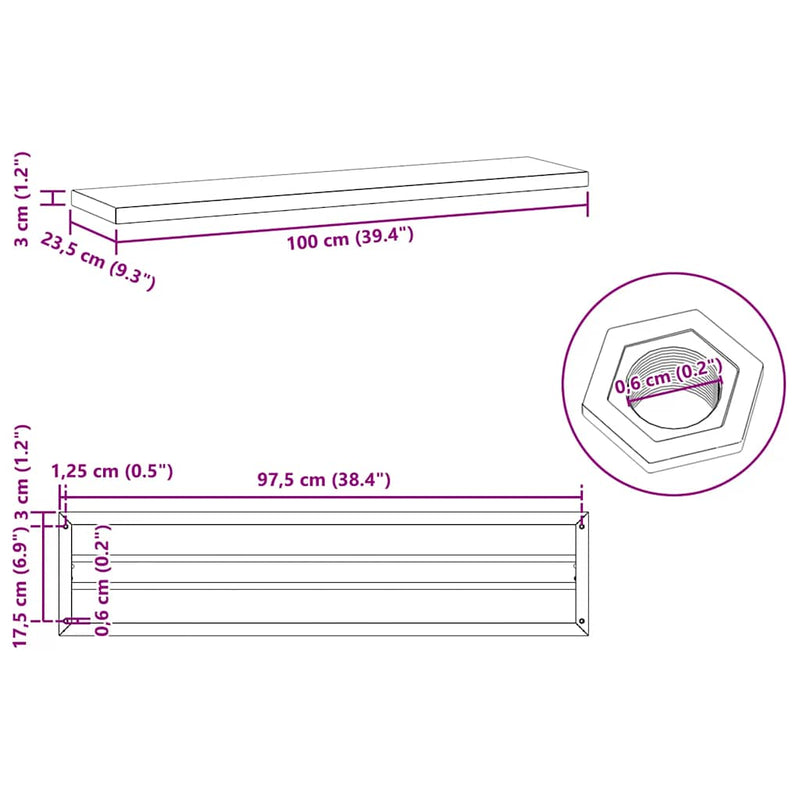 vidaXL 2 db ezüstszínű rozsdamentes acél fali polc 100 x 23,5 x 3 cm