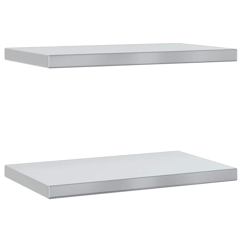 vidaXL 2 db ezüstszínű rozsdamentes acél fali polc 50 x 30 x 3 cm