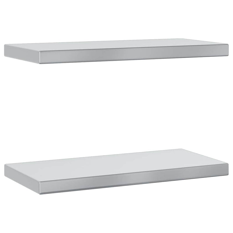 vidaXL 2 db ezüstszínű rozsdamentes acél fali polc 50 x 23,5 x 3 cm