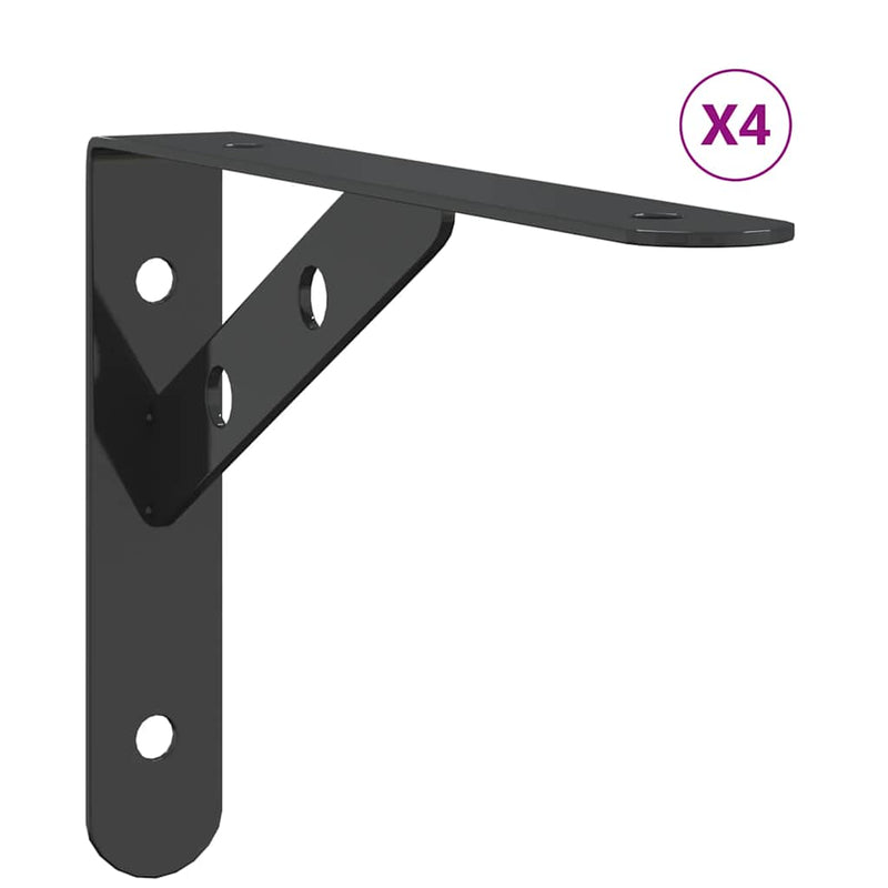 vidaXL 4 db fekete rozsdamentes acél polctartó 20 x 2,5 x 14 cm