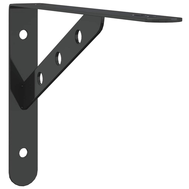vidaXL 4 db fekete rozsdamentes acél polctartó 23,5x2,5x15,5 cm