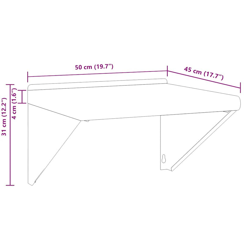 vidaXL 4 db fekete rozsdamentes acél polctartó 23,5x2,5x15,5 cm