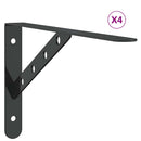 vidaXL 4 db fekete rozsdamentes acél polctartó 30x2,5x15,5 cm