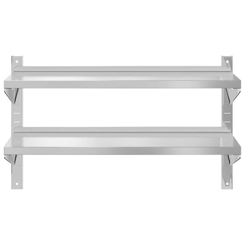 vidaXL 2 szintes ezüst rozsdamentes acél fali polc 100 x 40 x 60 cm