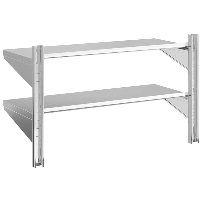 vidaXL 2 szintes ezüst rozsdamentes acél fali polc 100 x 40 x 60 cm