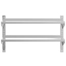 vidaXL 2 szintes ezüst rozsdamentes acél fali polc 100 x 30 x 60 cm