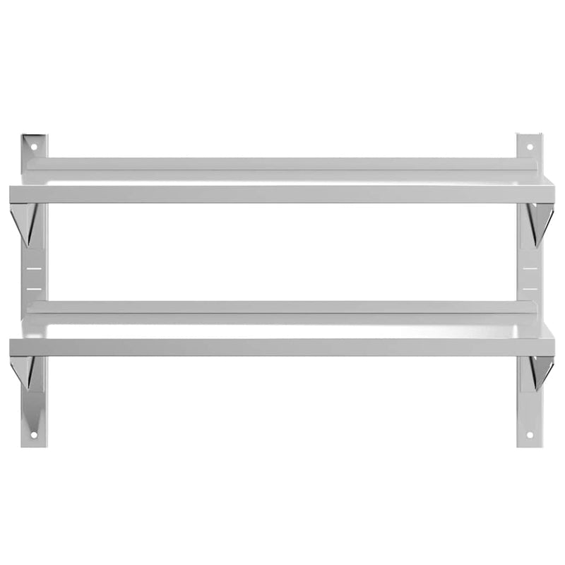 vidaXL 2 szintes ezüst rozsdamentes acél fali polc 100 x 30 x 60 cm