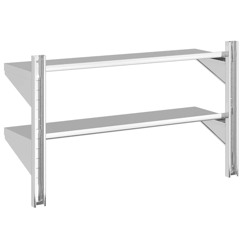 vidaXL 2 szintes ezüst rozsdamentes acél fali polc 100 x 30 x 60 cm