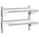 vidaXL 2 szintes ezüst rozsdamentes acél fali polc 75 x 40 x 60 cm