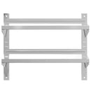 vidaXL 2 szintes ezüst rozsdamentes acél fali polc 75 x 40 x 60 cm