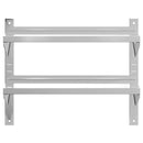 vidaXL 2 szintes ezüst rozsdamentes acél fali polc 75 x 30 x 60 cm
