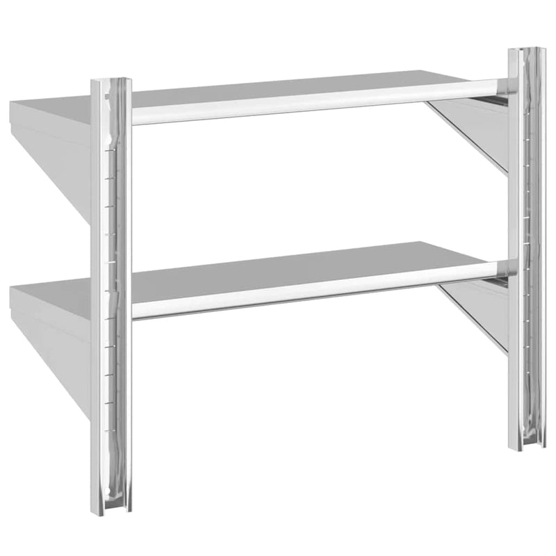 vidaXL 2 szintes ezüst rozsdamentes acél fali polc 75 x 30 x 60 cm