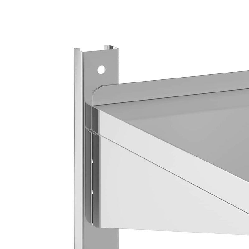 vidaXL 2 szintes ezüst rozsdamentes acél fali polc 75 x 30 x 60 cm