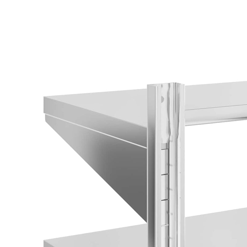 vidaXL 2 szintes ezüst rozsdamentes acél fali polc 75 x 30 x 60 cm