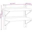 vidaXL 2 szintes ezüst rozsdamentes acél fali polc 50 x 23,5 x 48 cm