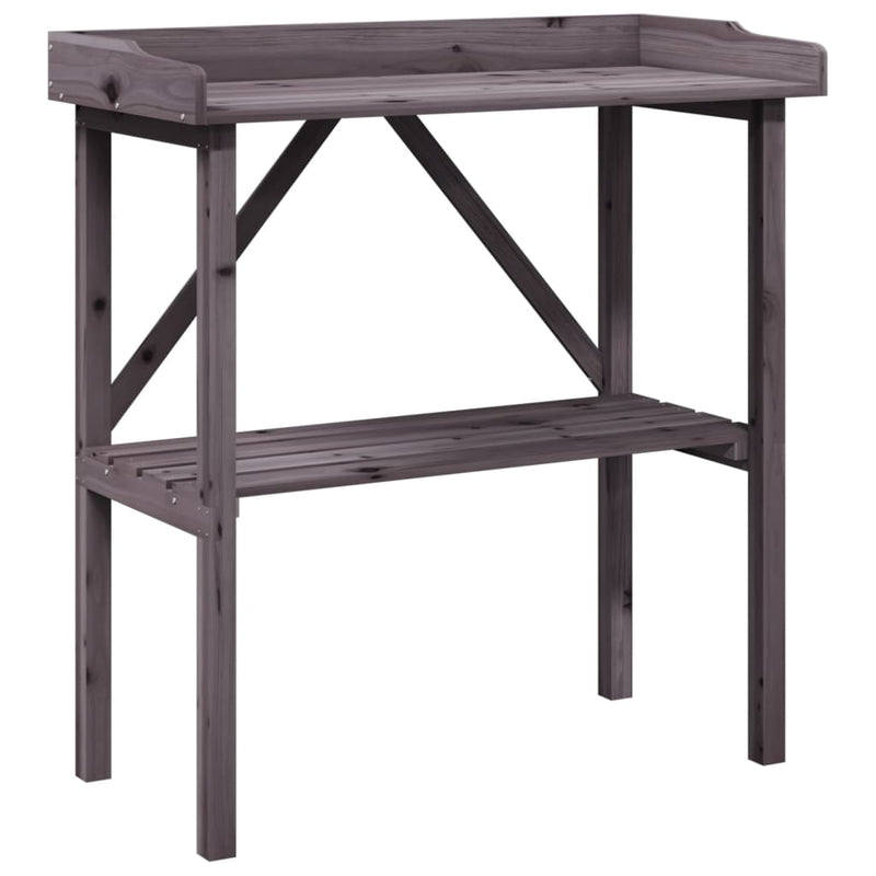vidaXL szürke tömör fenyőfa növénytartó asztal polccal 78x38x82,5 cm