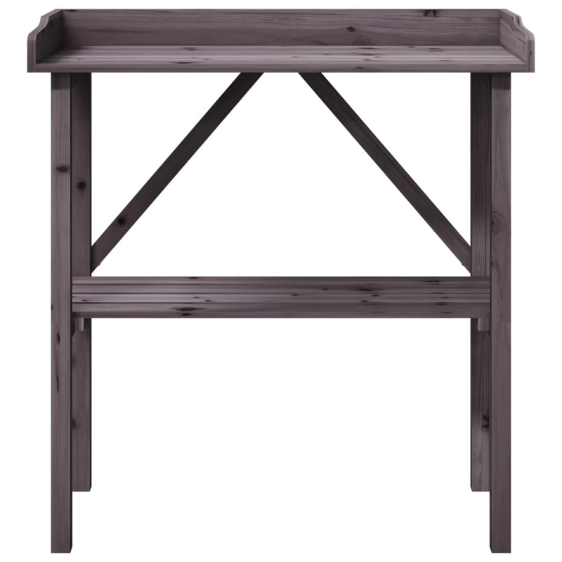 vidaXL szürke tömör fenyőfa növénytartó asztal polccal 78x38x82,5 cm