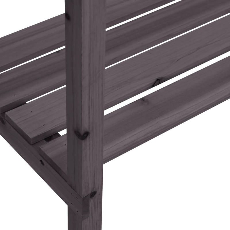vidaXL szürke tömör fenyőfa növénytartó asztal polccal 78x38x82,5 cm