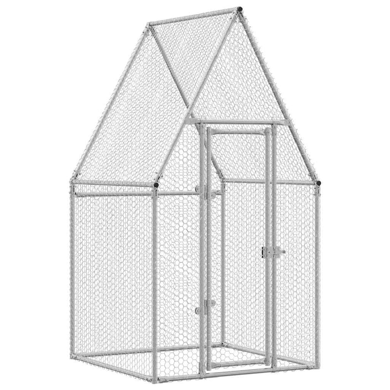 vidaXL szürke horganyzott acél csirkeketrec 100x100x190 cm